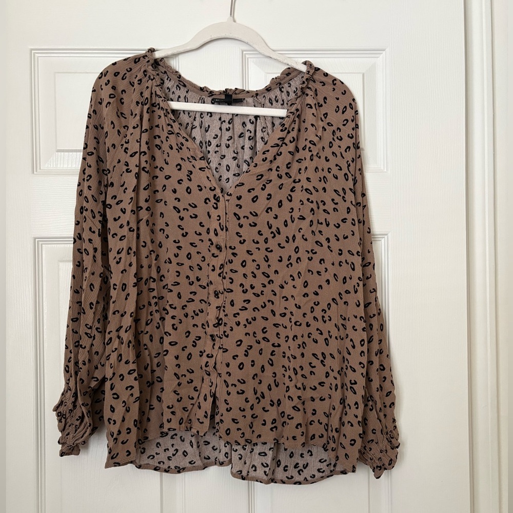 Tan Leopard Print Blouse